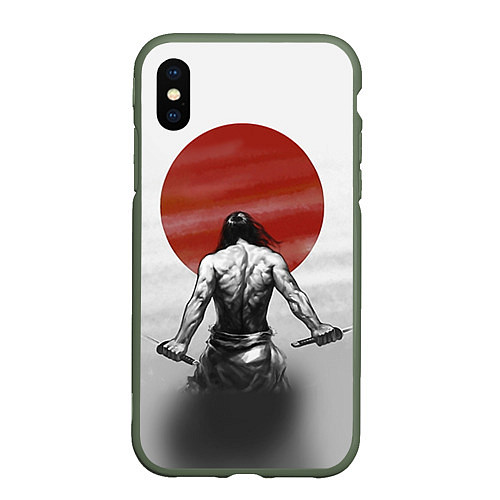 Чехол iPhone XS Max матовый Ярость самурая / 3D-Темно-зеленый – фото 1