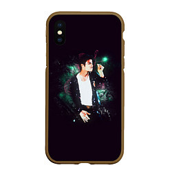 Чехол iPhone XS Max матовый Michael Jackson, цвет: 3D-коричневый