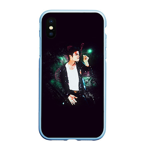 Чехол iPhone XS Max матовый Michael Jackson / 3D-Голубой – фото 1