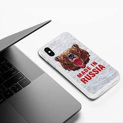Чехол iPhone XS Max матовый Bear: Made in Russia, цвет: 3D-белый — фото 2