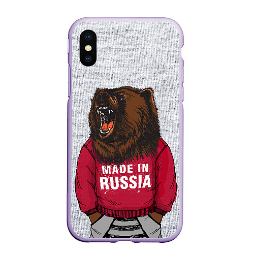 Чехол iPhone XS Max матовый Made in Russia / 3D-Светло-сиреневый – фото 1