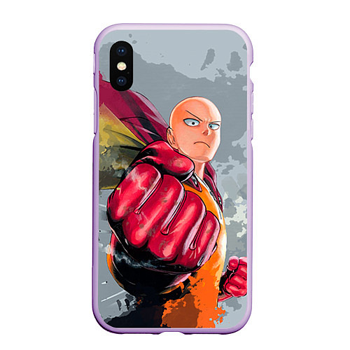 Чехол iPhone XS Max матовый One Punch Man Fist / 3D-Сиреневый – фото 1