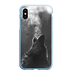 Чехол iPhone XS Max матовый Воющий волк, цвет: 3D-голубой