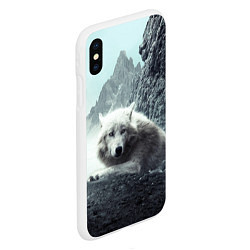 Чехол iPhone XS Max матовый Волк в горах, цвет: 3D-белый — фото 2