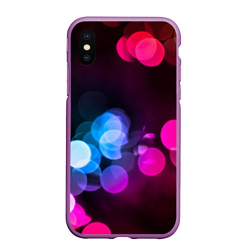 Чехол iPhone XS Max матовый Light Spots / 3D-Фиолетовый – фото 1