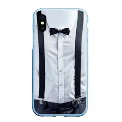 Чехол iPhone XS Max матовый Рубашка с подтяжками, цвет: 3D-голубой