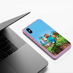 Чехол iPhone XS Max матовый Minecraft Summer, цвет: 3D-сиреневый — фото 2