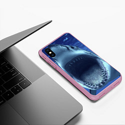 Чехол iPhone XS Max матовый Белая акула, цвет: 3D-розовый — фото 2