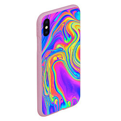 Чехол iPhone XS Max матовый Цветные разводы, цвет: 3D-розовый — фото 2