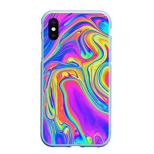 Чехол iPhone XS Max матовый Цветные разводы / 3D-Голубой – фото 1