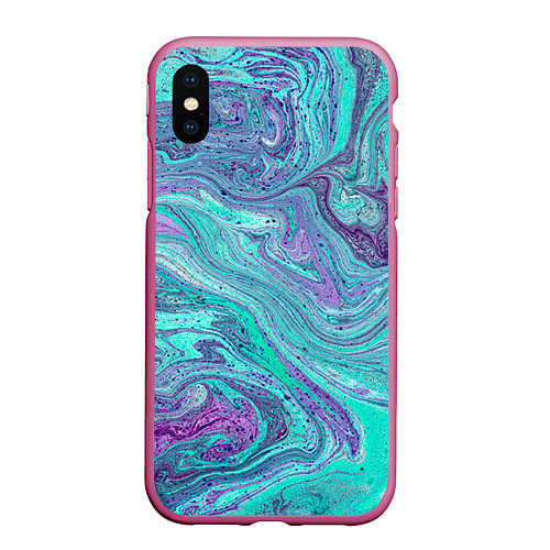 Чехол iPhone XS Max матовый Смесь красок / 3D-Малиновый – фото 1