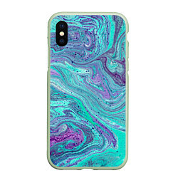 Чехол iPhone XS Max матовый Смесь красок, цвет: 3D-салатовый