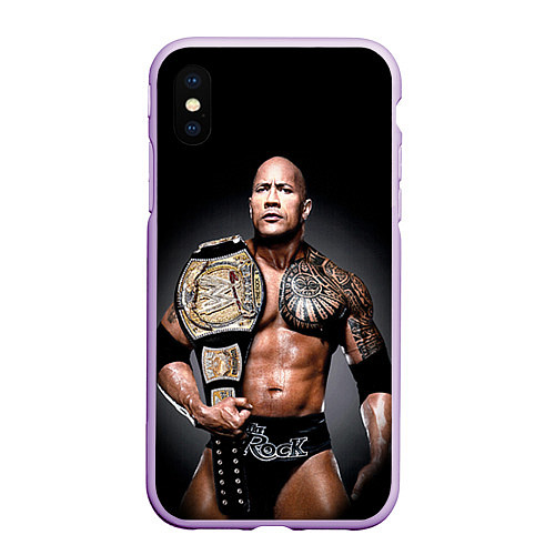 Чехол iPhone XS Max матовый Dwayne Johnson / 3D-Сиреневый – фото 1