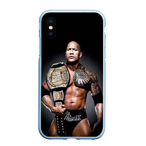 Чехол iPhone XS Max матовый Dwayne Johnson / 3D-Голубой – фото 1
