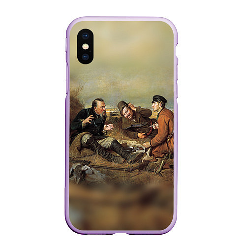 Чехол iPhone XS Max матовый Русские охотники / 3D-Сиреневый – фото 1