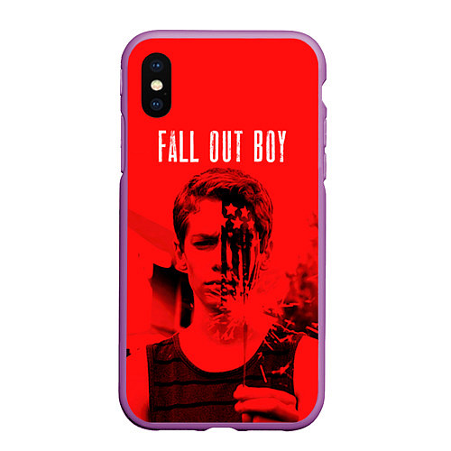 Чехол iPhone XS Max матовый FOB: Red USA / 3D-Фиолетовый – фото 1