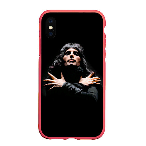 Чехол iPhone XS Max матовый Фредди Меркьюри / 3D-Красный – фото 1