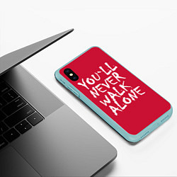Чехол iPhone XS Max матовый You'll never walk alone, цвет: 3D-мятный — фото 2