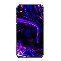 Чехол iPhone XS Max матовый Цветные разводы, цвет: 3D-темно-зеленый