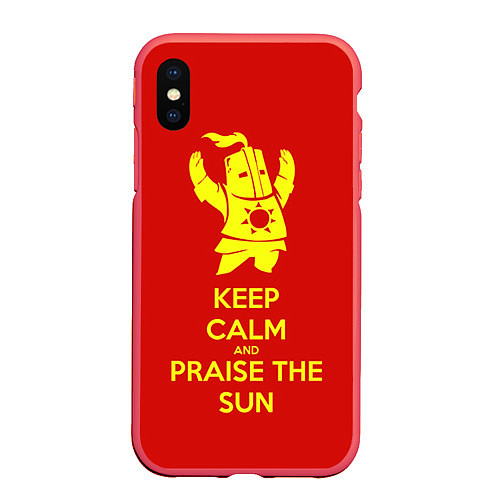 Чехол iPhone XS Max матовый Keep Calm & Praise The Sun / 3D-Красный – фото 1