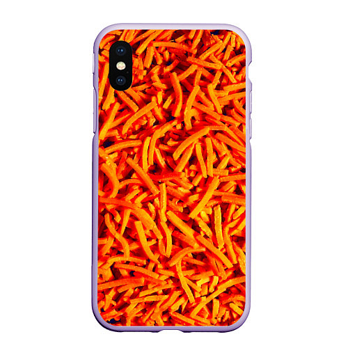 Чехол iPhone XS Max матовый Морковь / 3D-Светло-сиреневый – фото 1