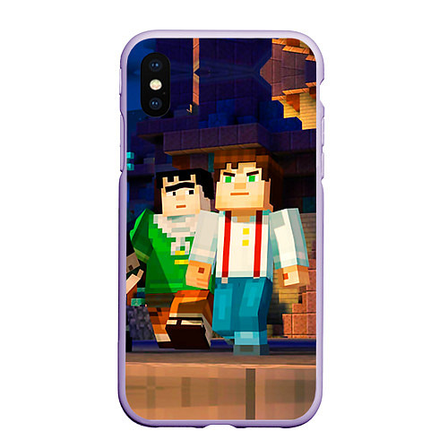 Чехол iPhone XS Max матовый Minecraft Men's / 3D-Светло-сиреневый – фото 1