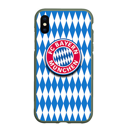 Чехол iPhone XS Max матовый FC Bayern Munchen / 3D-Темно-зеленый – фото 1