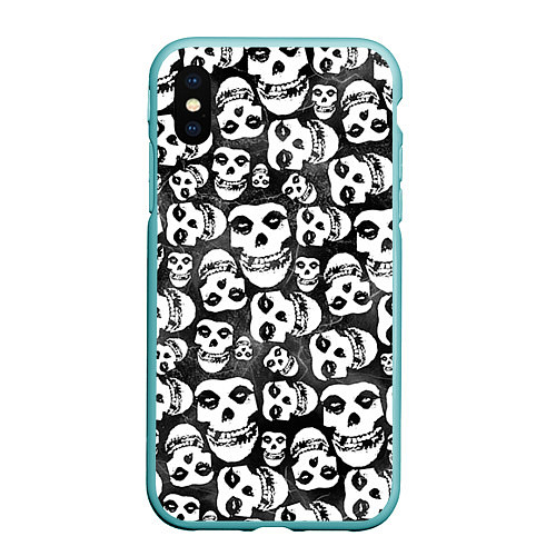 Чехол iPhone XS Max матовый Misfits Pattern / 3D-Мятный – фото 1