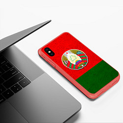 Чехол iPhone XS Max матовый Герб Беларуси, цвет: 3D-красный — фото 2