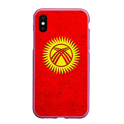 Чехол iPhone XS Max матовый Киргизия, цвет: 3D-малиновый