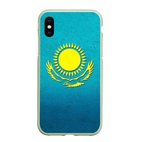 Чехол iPhone XS Max матовый Флаг Казахстана / 3D-Салатовый – фото 1