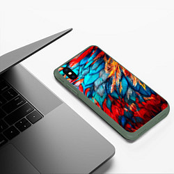 Чехол iPhone XS Max матовый Перья, цвет: 3D-темно-зеленый — фото 2