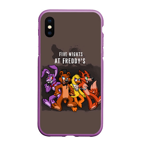 Чехол iPhone XS Max матовый Five Nights At Freddy's / 3D-Фиолетовый – фото 1