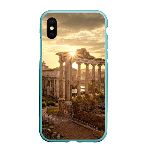 Чехол iPhone XS Max матовый Римское солнце / 3D-Мятный – фото 1