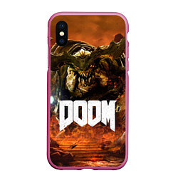 Чехол iPhone XS Max матовый DOOM 4: Hell Cyberdemon, цвет: 3D-малиновый