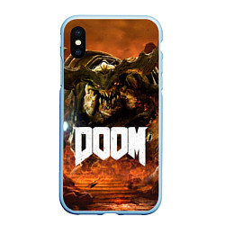 Чехол iPhone XS Max матовый DOOM 4: Hell Cyberdemon, цвет: 3D-голубой