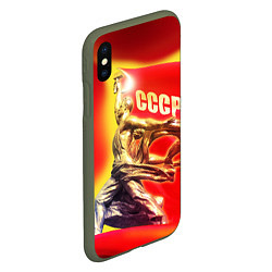 Чехол iPhone XS Max матовый СССР рабочие, цвет: 3D-темно-зеленый — фото 2