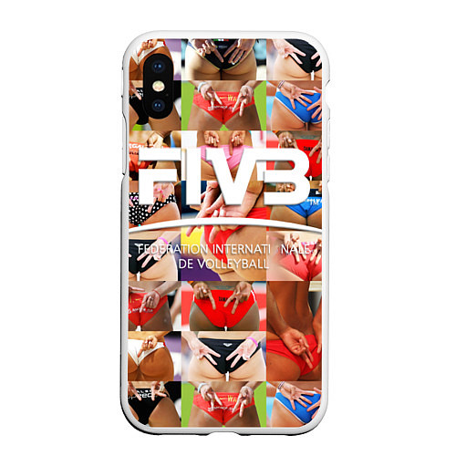 Чехол iPhone XS Max матовый Волейбол скрытые знаки FIVB / 3D-Белый – фото 1
