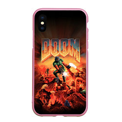 Чехол iPhone XS Max матовый DOOM: 1993, цвет: 3D-розовый