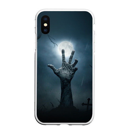 Чехол iPhone XS Max матовый Рука зомби / 3D-Белый – фото 1