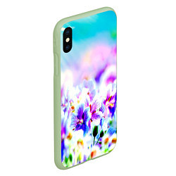 Чехол iPhone XS Max матовый Цветочное поле, цвет: 3D-салатовый — фото 2