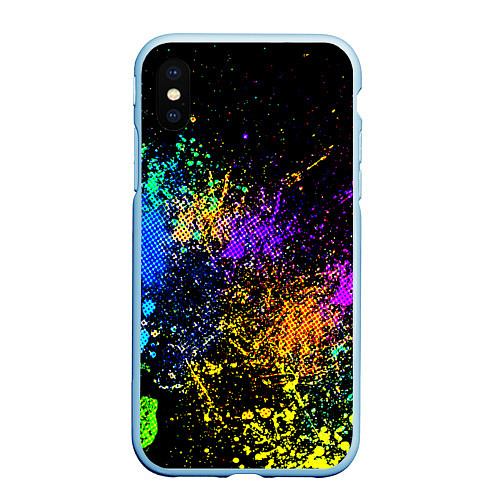 Чехол iPhone XS Max матовый Брызги красок / 3D-Голубой – фото 1