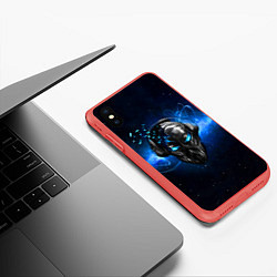 Чехол iPhone XS Max матовый Pirate Station: Blue Space, цвет: 3D-красный — фото 2