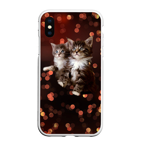 Чехол iPhone XS Max матовый Котята / 3D-Белый – фото 1