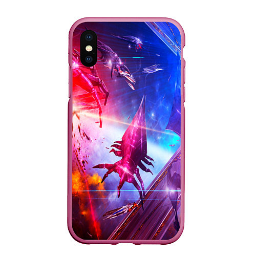 Чехол iPhone XS Max матовый Mass effect / 3D-Малиновый – фото 1