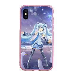 Чехол iPhone XS Max матовый Hatsune Miku, цвет: 3D-розовый