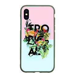 Чехол iPhone XS Max матовый Tropical Art, цвет: 3D-темно-зеленый