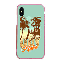 Чехол iPhone XS Max матовый Aloha, цвет: 3D-розовый