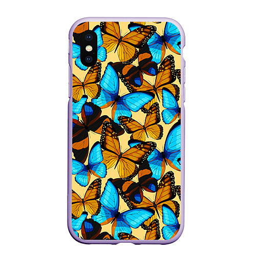 Чехол iPhone XS Max матовый Бабочки / 3D-Светло-сиреневый – фото 1