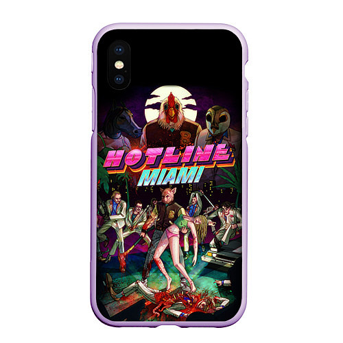 Чехол iPhone XS Max матовый Hotline Miami / 3D-Сиреневый – фото 1